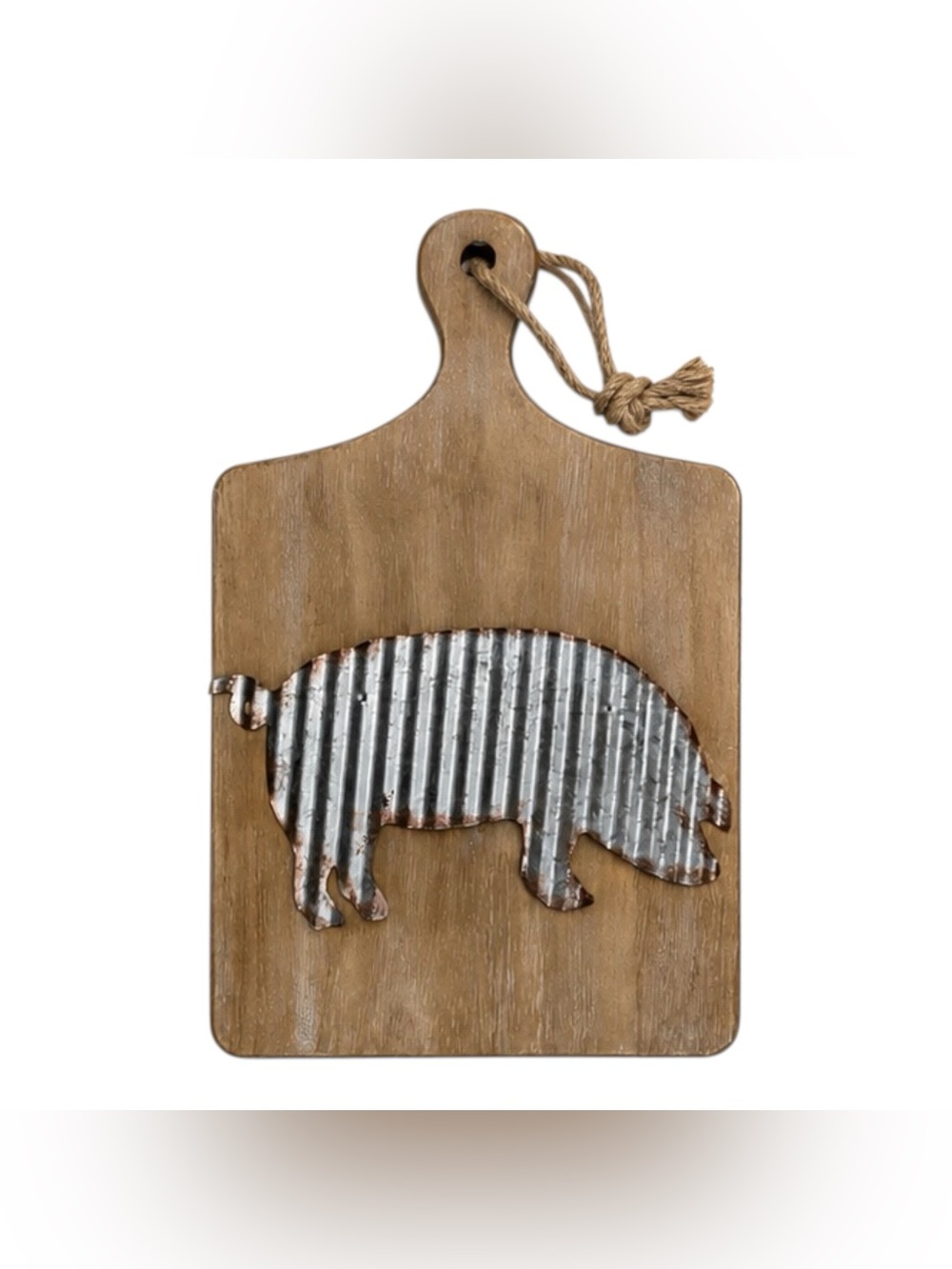 Rustic Farmhouse Wooden Pig Cutting Board Wall Decor Corrugated Metal